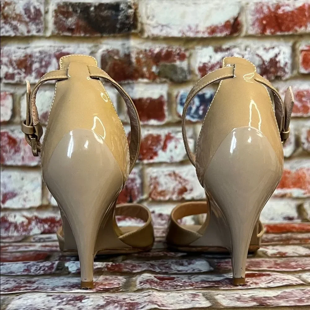 * Furla Nude Patent Leather Open-Toe Heels